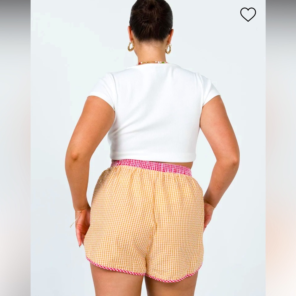 Princess Polly Orange Gingham Track Shorts Size 10 NWT - Picture 2 of 8
